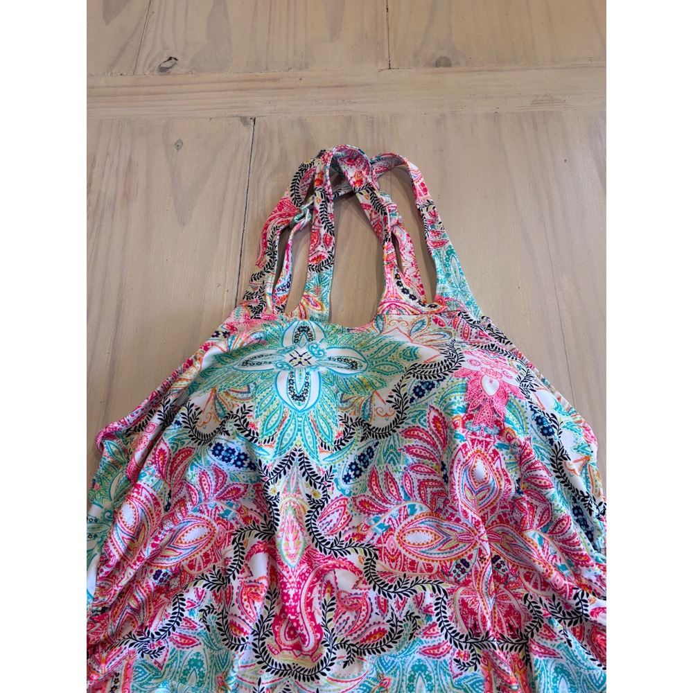 Cacique Swimdress Tankini Set Paisley Floral Pink Plus Size 18 Top 16 Bottom - Picture 3 of 13
